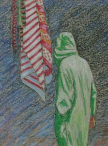 Voir le détail de cette oeuvre: homme en djallaba verte(détail)